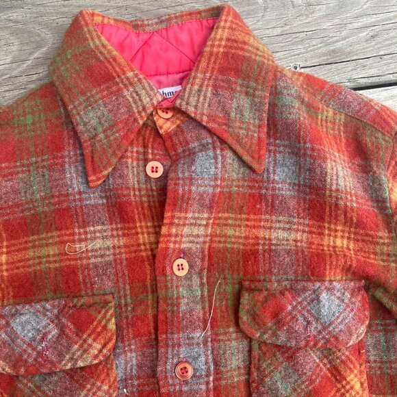 Vintage Richman Bros Red Green Plaid Wool Button Front Shirt S - Picture 7 of 11